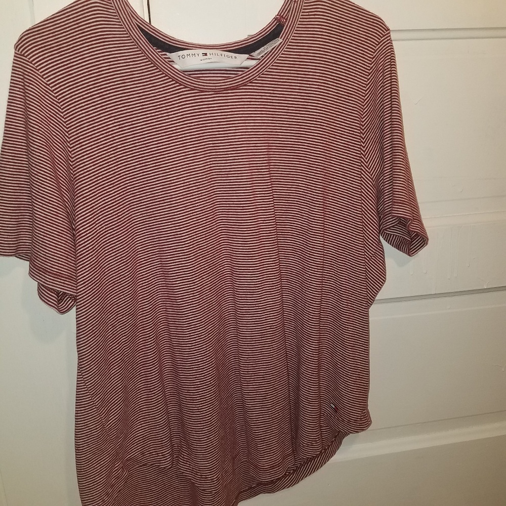 Red and white striped Tommy Hilfiger shirt